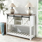 White Farmhouse Entryway Table, Rustic Hallway Table with Storage Shelf, Sofa Table with Sliding Barn Doors for Hallway, Entryway, Living Room, Foyer - color: White