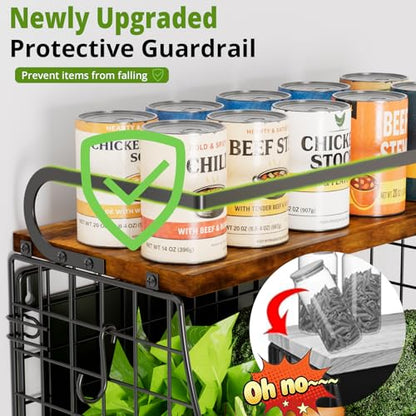 Magnetic Shelf for Fridge with Wood Top & Produce Basket – 2-in-1 Magnetic Spice Rack for Refrigerator – Space-Saving Kitchen Organizer for Fruits, Potatoes, and Onions (with Hooks) - size: 1pcs