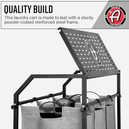 Adam's Polishes Detailing Towel Cart for Dirty Laundry, Cloths, Rags, Clothes, Hamper Basket in Garage, Laundry Room, Home, Storage Etc.