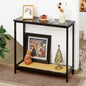 Bamboo Narrow Console Table, 31.5"(L) Wood Small Entryway Table with Rattan and Glass, Accent Slim Hallway Tables, Thin Sofa Side Tables for Hallway, Living Room, Bedroom, Foyer, Black - color: Black 31.5"(l)