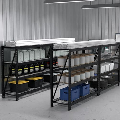 WORKPRO Heavy Duty Metal Garage Shelving, 68" W x 24" D x 65" H, 7200 LBS Load - color: Black, size: 68”W x 24”D x 65”H