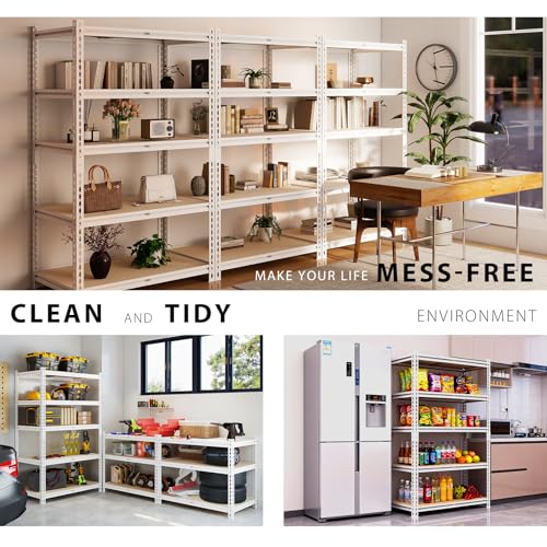 White Storage Shelving Unit，40" W 5 Tier Storage Shelve，Adjustable Heavy-Duty Shelving for Pantry, Kitchen, Garage, Closet,Office (72" 40" 19") - size: White 72"*40"*19" 5T