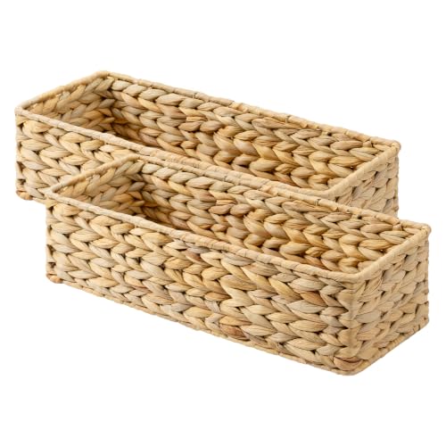 StorageWorks Toilet Tank Basket for Bathroom, Water Hyacinth Storage Baskets for Toilet Tank Top, 2-Pack - color: Natural(Water Hyacinth), size: 15 ¾"L x 6 ½"W x 4 ¼"H