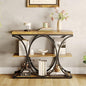 Garvee 39" Narrow Console Tables for Entryway, Industrial 3-Tier Sofa Table with Round Metal Base and Storage Shelves for Living Room, Hallway, Foyer, Retro Brown - color: Retro Brown