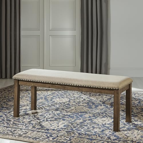 Signature Design by Ashley Moriville Casual Rustic Upholstered Dining Bench, Grey & Brown - color: Brown, size: Dining Height