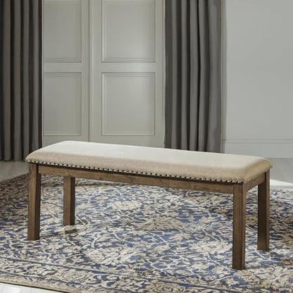 Signature Design by Ashley Moriville Casual Rustic Upholstered Dining Bench, Grey & Brown - color: Brown, size: Dining Height
