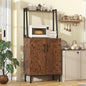 51" Kitchen Pantry Cabinet, Kitchen Storage Cabinet with Microwave Shelves, Small Coffee Bar Cabinet, Modern Kitchen Hutch with Microwave Stand, Adjustable Shelves, Food Pantry Cabinet for Dining Room - color: A-51" Retro Brown
