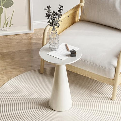 COZAYH Farmhouse Pedestal Small End Table Round Martini Table Wood Plant Stand Rustic Drink Table for Small Space Living Room, Bedroom, White - color: White