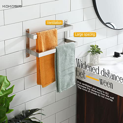 KOKOSIRI Hand Towel Bars 16 Inches Bathroom 2-Tiers Ladder Towel Rails Towel Holders Wall Mounted Towels Shelves Rack Brushed Stainless Steel, B5008BR-L16 - color: Brushed Nickel, size: 16-Inch