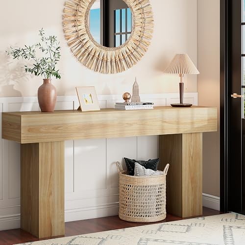 knoworld 63 Inch Long Console Table for Entryway, Farmhouse Wood Rectangular Sofa Table Behind Couch Table, Narrow Entryway Table for Living Room, Entrance, Hallway, Foyer, Easy Assembly (Natural) - color: Natural
