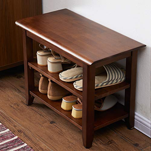 XKZG Shoe Rack Bench Wooden Shoe Storage Bench Entryway Bench, Brown, 23.6" | Rubber wood, Shoe Bench for Entryway, Living Room, Bedroom, Balcony, 23.6"W x 11.8"D x 16.5"H - color: Brown, size: 23.6"