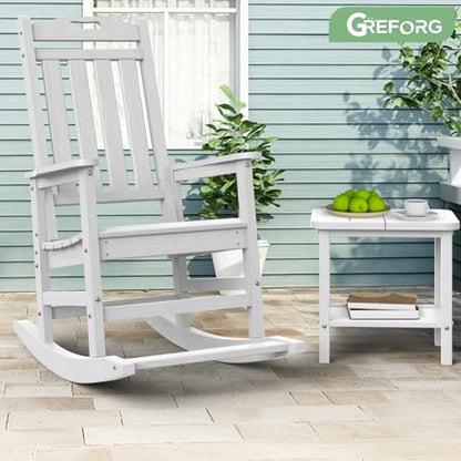 Patio Side Table, Small Rectangular HDPE Adirondack End Table for Outdoor Use in Pool, Garden, Lawn, Backyard,White - color: White