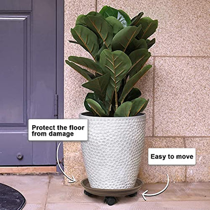 Plant Caddy with Wheels, Rolling Plant Dolly with Casters, Brown | Movable Plant Stand, Flower Pot Dolly Holder, Planter Pot Mover, Indoor Outdoor Use, 2 Wheels with Lock, Fit Most Pots - color: Brown