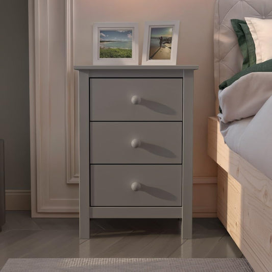 From the Tree Furniture Tall Nightstand with 3 Drawers - Solid Pine Wood Bedside Table with Spacious Storage & Sustainable Design - Gray Side Table for Bedroom Organization & Style - color: Grey