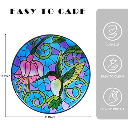VCUTEKA Mosaic Patio Side Table Outdoor Accent Table Bistro Coffee Table Plant End Table Small Porch Table Indoor Round Glass Balcony Hummingbird Plant Table Stands - color: Hummingbird
