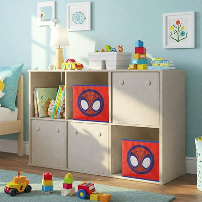 Marvel Spiderman Storage Bins,10" Collapsible Fabric Cubes, Pack of 2,Kids Organizer, Nursery & Bedroom Decorative Storage Boxes with Handles