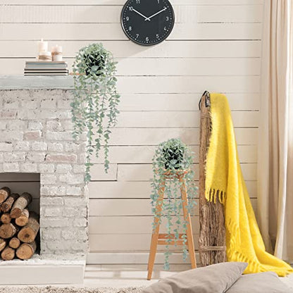 COCOBOO 2 Pcs Artificial Eucalyptus Plants Shelf Hanging Fake Plant in Pot for Wall Bedroom Home Patio Indoor Outdoor Decor - size: 5.9in-24in