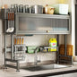 Hdrriozu Over the Sink Dish Drainer Drying Rack 3 Tier with Cover | Rust resistant built to last. Easy install simple tools. Holds all dishes glasses bowls. Space saving over sink tidy kitchen. - color: Matte gray