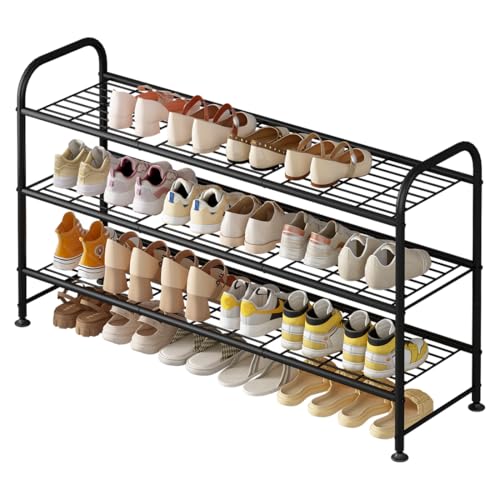 LINZINAR 3 Tier Long Shoe Rack for Closet Metal Shoe Organizer for Entryway | Spacious design stores 20+ pairs of shoes,durable metal frame,space-saving organizer for closet, hallway, and Entryway Black - color: Black, size: 3-Tier