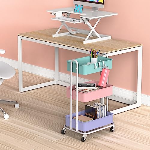 Simple Houseware 3-Tier Heavy Duty Metal Utility Rolling Cart, Multicolor - color: Muticolor