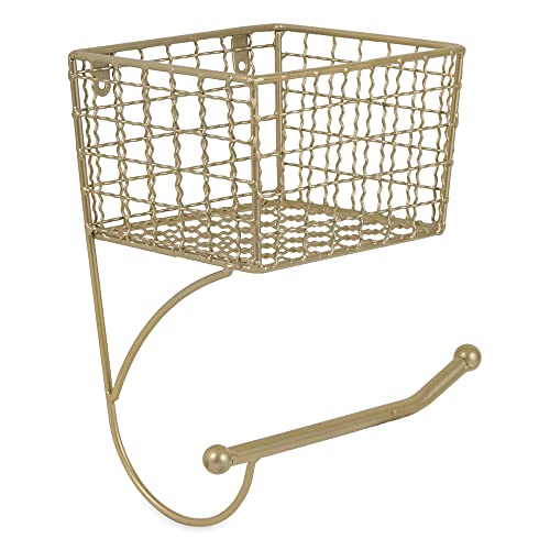 DII Rustic Farmhouse Bathroom Décor, Metal Storage, Toilet Paper Holder, Gold - color: Gold, size: Toilet Paper Holder