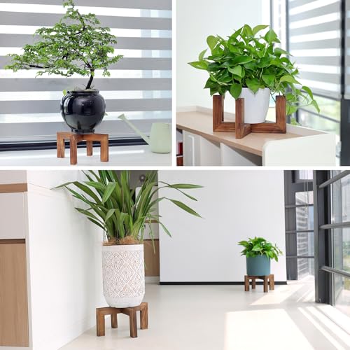 Vigordream Plant Stand, Indoor/Outdoor Wood Plant Holder, Single Flower Pot Stand, Sturdy Planter Stand (Walnut, Fit 8-15inch pots) - size: Fit 8-15inch pots