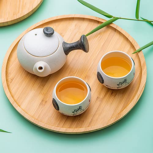 2 Pack 10" Bamboo Plant Saucer, Round Plant Pot Tray for Indoor Plants, Modern Brown Solid Style, Waterproof & Anti-Overflow - size: 10"