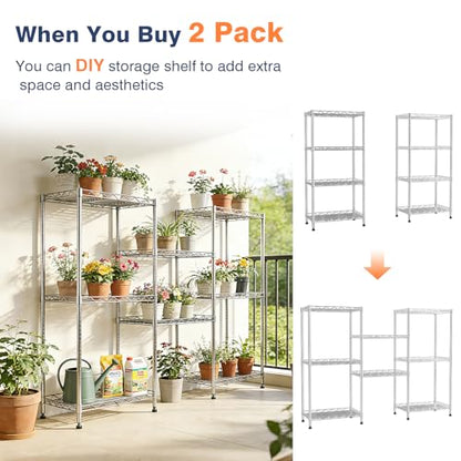 4-Tier Wire Shelf Metal Rack, Narrow Wire Shelving Unit, Small Wire Shelf | 17.3"Wx11.4"Dx44.3"H,Height Adjustable Storage Pantry Shelves with Lockable Wheels for Kitchen Office,Bathroom Small Spaces - color: 4-tier Chrome-17.3"x11.4" X44.3"(wxdxh)
