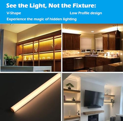 Cefrank V Shape Cabinet Lights, Warm White 4X 12 Inches V-Shape LED Light Bars - 1200lm 12W - Warm White 3000K - color: Warm White