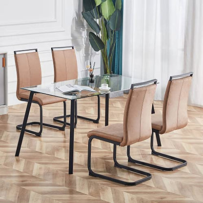Baysitone Modern Dining Chairs Set of 2, Side & Kitchen Chairs with Faux Leather Padded Seat, High Back, for Dining, Kitchen, Living Room - Brown - color: Brown, size: Set of 2