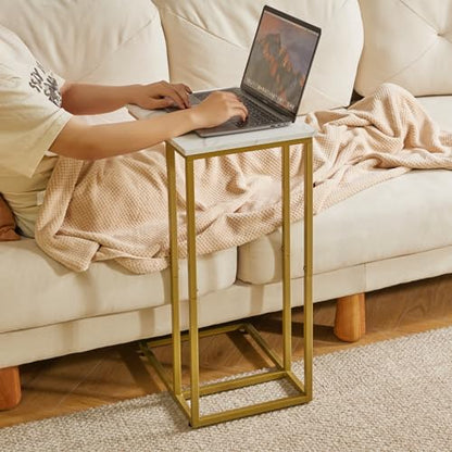 Aibiju Small Side Tables C Shaped, End Table, Small Table Stand for Living Room Bedroom, Little Bedside Table Faux Marble+Gold YD-TM051G - color: Marble Grain Tabletop+gold Legs