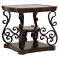 Coaster Home Furnishings - Laney - 1-Shelf Glass Top Rectangular End Table with Metal Legs, Scrollwork Design and Polished Wood Surface - Living Room - 26-Inch - Dark Merlot - 702447