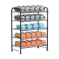 OYEAL Plastic Water Bottle Storage Rack 5 Tier Bottled Water Holder Organizer Freestanding Floor Small Beverage Soda Drink Stand Shelf for Kitchen Pantry Can Storage, Hold 30 Bottles, Black