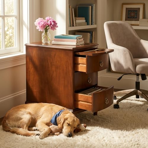 Narrow End Side Table with 3-Drawer and Pull-Out Tray, No-Tools Assembly Beside Table for Living Room, Slim Nightstand with Wood Legs, Sofa Side Tables, 23”W x 22”L x 22.6”H Caramel Brown BG-A1569-MG - style: 1*End Table with 3 Drawers