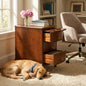 Narrow End Side Table with 3-Drawer and Pull-Out Tray, No-Tools Assembly Beside Table for Living Room, Slim Nightstand with Wood Legs, Sofa Side Tables, 23”W x 22”L x 22.6”H Caramel Brown BG-A1569-MG - style: 1*End Table with 3 Drawers