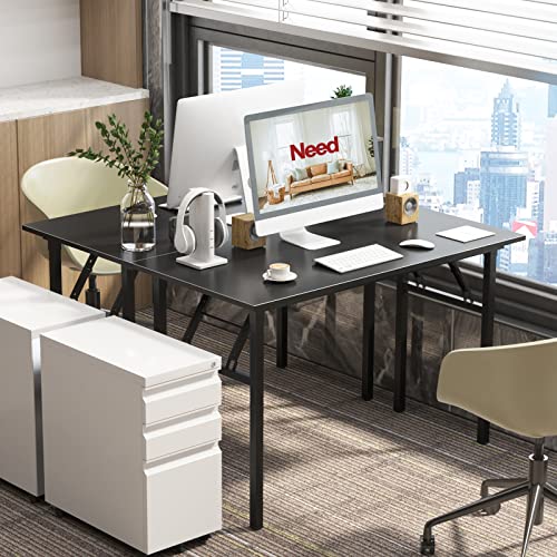 Need Computer Desk Folding Table Writing Desk/Compact Desk/Foldable Desk with BIFMA Certification, No Install Needed, Black AC5CB-100-60 - color: Black & Black Frame, size: 39inch