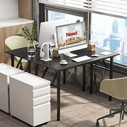 Need Computer Desk Folding Table Writing Desk/Compact Desk/Foldable Desk with BIFMA Certification, No Install Needed, Black AC5CB-100-60 - color: Black & Black Frame, size: 39inch