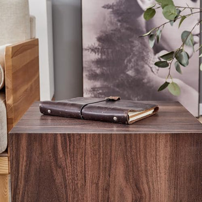 15.7" H Square Compact Coffee Table,Small Cube End Table,Modern Side Table with Stylish Wood Pattern,Minimalist Accent Table for Living Room,Office,Apartment,Nightstand(Walnut,15.7") - color: Walnut,15.7"h