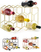 Gusto Nostro Countertop Wine Rack - 14 Bottle Freestanding Modern Gold Metal Small Wine Rack - 3 Tier Tabletop Wine Holder Stand for Cabinet, Pantry, Wine Bottle Storage - No Assembly Required - color: Gold
