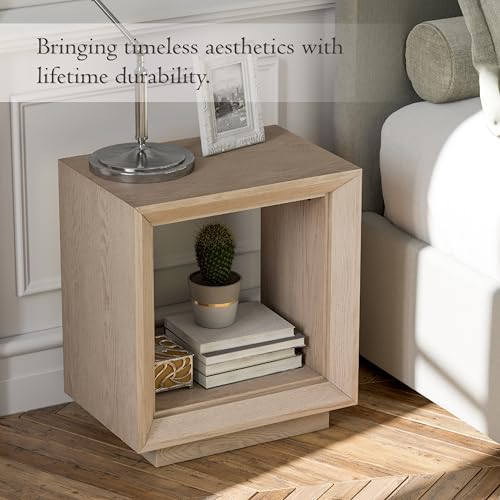 COZAYH Farmhouse End Table, Open Cube Accent Table with Geometric Frame, Modern Minimalist Side Table, Light Grey - color: Light Grey