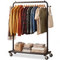 Sywhitta Metal Clothing Rack on Wheels with Mesh Shelf, for Clothes,Black | Rolling Garment Rack for Hanging Clothes, Coats, Skirts, 39.76" L x 16" W x 63.78" H,Space-Saving Mobile Organizer for Closet