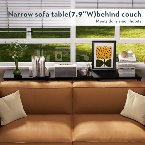 WOHOMO Black Console Table, 3-Tier Small Entryway Table, Long Sofa Table for Hallway, Living Room (63 inch) - color: Black, size: 63"