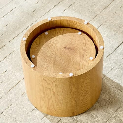 Nesting Coffee Table Set of 2, Modern Round Coffee Table, Accent Side Tables for Small Spaces Living Room Office,Wood - color: Wood