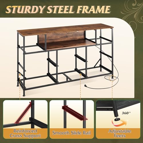 WLIVE Dresser TV Stand for 45, 50, 55 inch TV, Entertainment Center with LED Lights & Charging Station, Chest of Drawers with 8 Fabric Drawers and Open Shelves for Living Room, Hallway, Pattern - color: Pattern