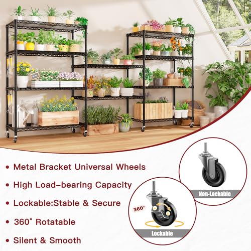 PrimeZone 36" W x 16" D x 79" H Wire Storage Shelves with Wheels, 5 Tier NSF Certified Heavy Duty Adjustable Kitchen Shelving Unit, Bakers Rack Organizer Rolling Metal Shelf for Garage Closet Pantry - size: 36"W x 16"D x 79"H