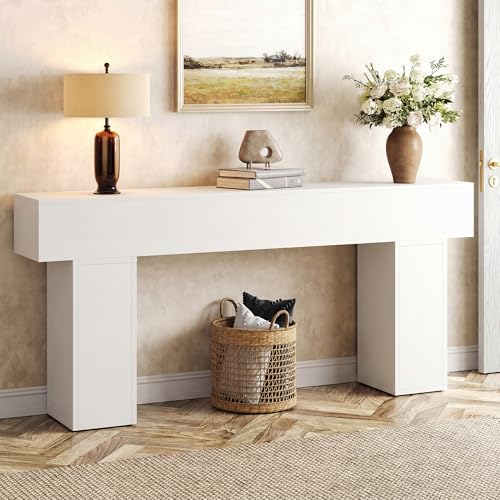 knoworld 70.9-Inch Long Console Table, Wooden Sofa Table Behind Couch Tables, Farmhouse Entryway Table Accent Table for Entrance, Hallway, Living Room, Foyer, White - color: White