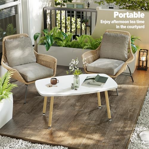 WOHOMO Folding Coffee Table 39.3'' White Coffee Tables for Living Room Portable Simple Modern Rectangular Center Table for Small Spaces, No Assembly, White - color: White-htp