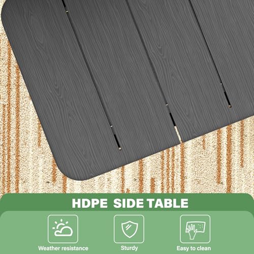 Patio Side Table, Small Rectangular HDPE Adirondack End Table for Outdoor Use in Pool, Garden, Lawn, Backyard,Grey - color: Grey