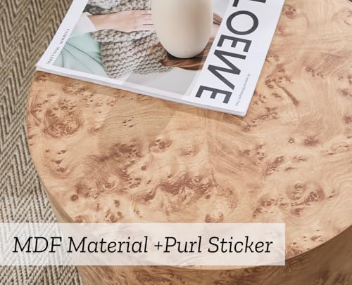 EALSON Nesting Coffee Tables Set of 2 Farmhouse Small Round End Tables Modern Wood Circle Side Table Drum Table for Living Room Small Spaces Bedroom Balcony, No Assembly, Natural Burl - color: Natural Burl