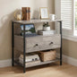 Edbuosy 27 Inch Wide Night Stand with Charging Station, Wood Nightstand with Open Shelf, Large Drawer Bedside Table for Living Room/Bedroom/Office, Rustic Gray - color: Rustic Gray, size: 27"W-1 Drawer